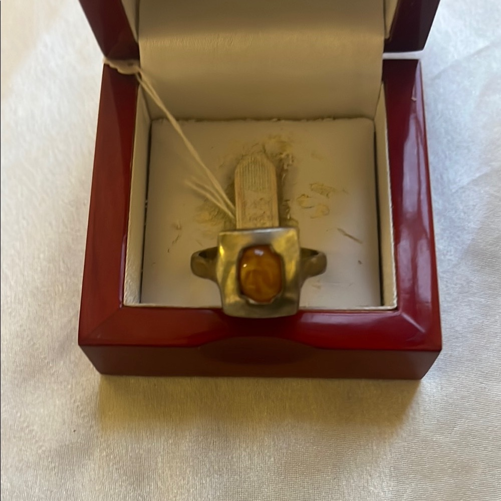 Gold and Orange Ring with Prong Set Gemstone